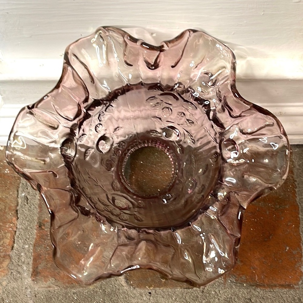 Vintage Fenton Purple Iridescent Cabbage Rose Glass Replacement Fairy Lamp Shade - Picture 7 of 10